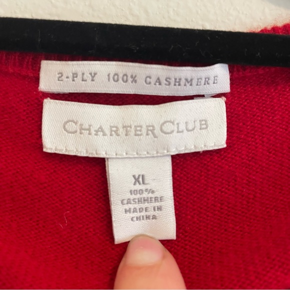 Red Cashmere Button-Up Cardigan - Picture 3 of 4